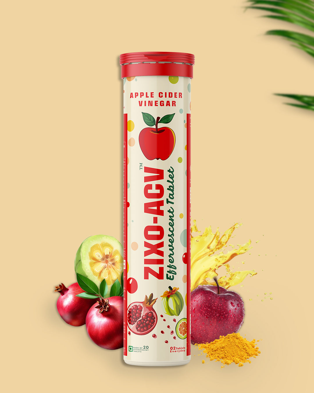ZIXO-ACV Apple Cider Vinegar Effervescent Tablet | Pack Of 1 (Apple),20 Tablet