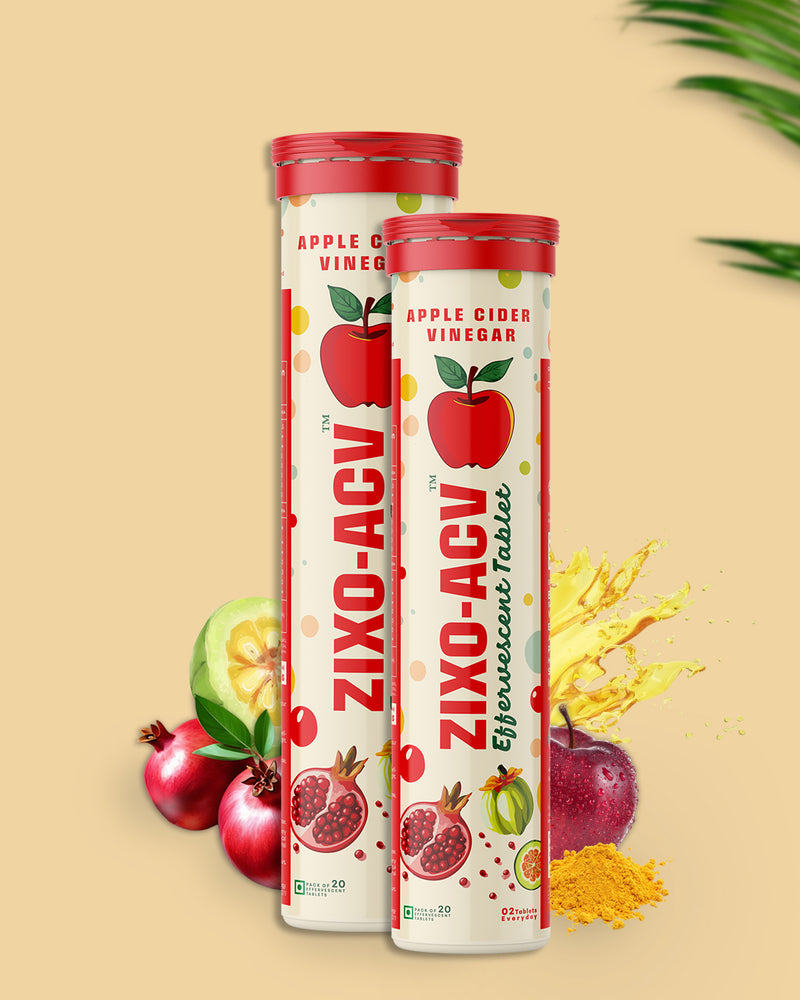 ZIXO-ACV Apple Cider Vinegar Effervescent Tablet | Pack Of 2 (Apple),40 Tablet